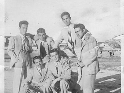 domin0021  RAMON FARRAN SIMÓ, PEPITO MATEU ORIOL, LLUIS FARRAN BARBERÀ I CASIMIRO BARÓ TRIQUELL. SENTATS: JOSSA DE BORGES I JAUME QUERALT REI.