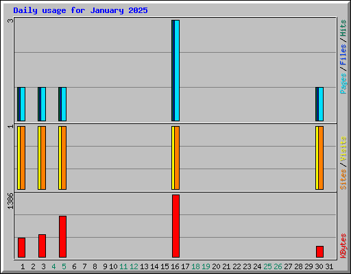 Daily usage for January 2025
